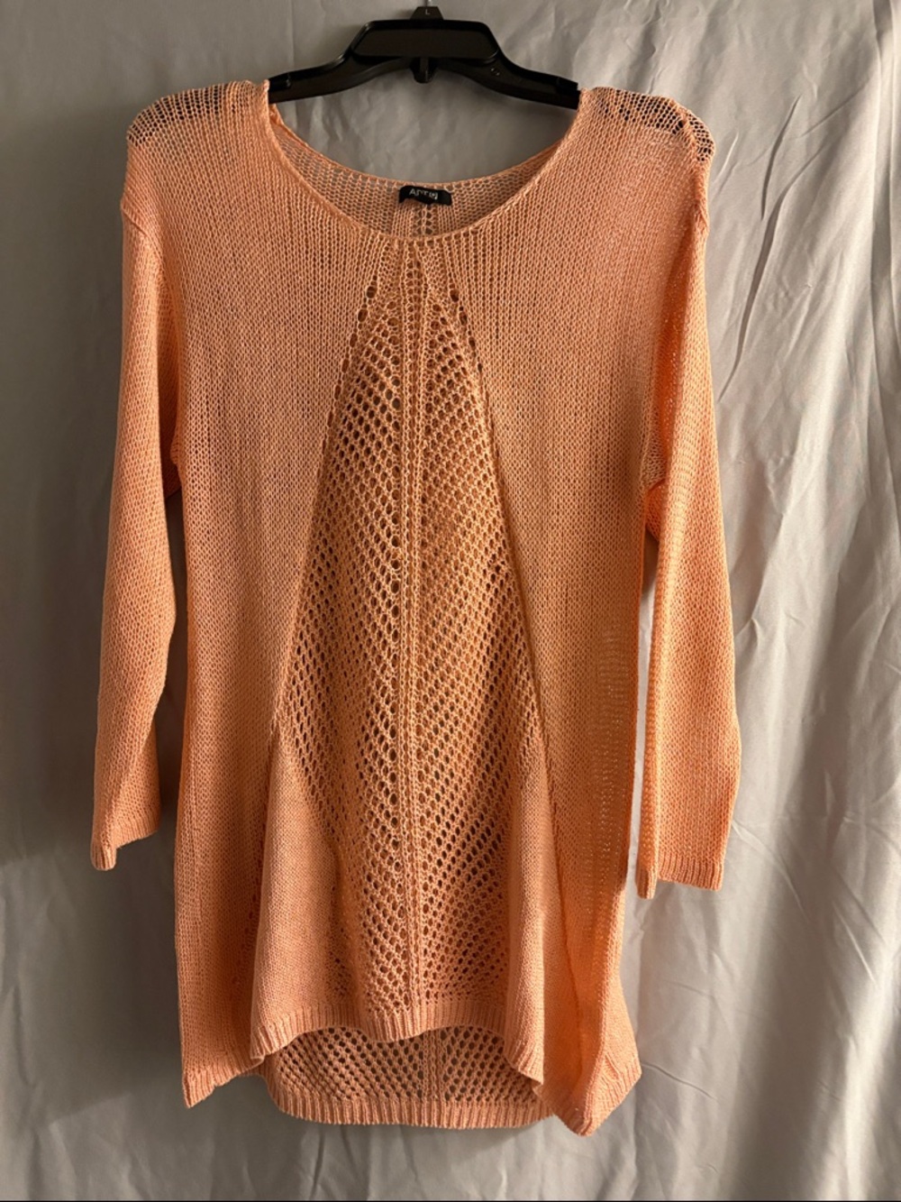 Apt. 9 Peach Open-Weave Scoop Neck Sweater